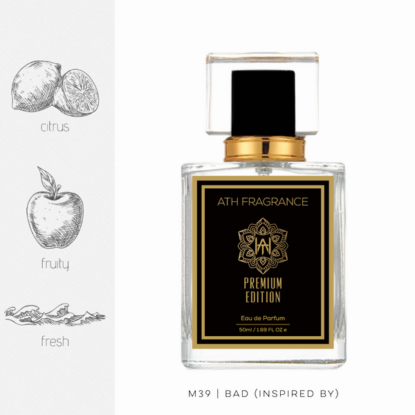 A clear glass bottle of perfume fragrance, inspired by Bad diesel From ATH FRAGRANCE