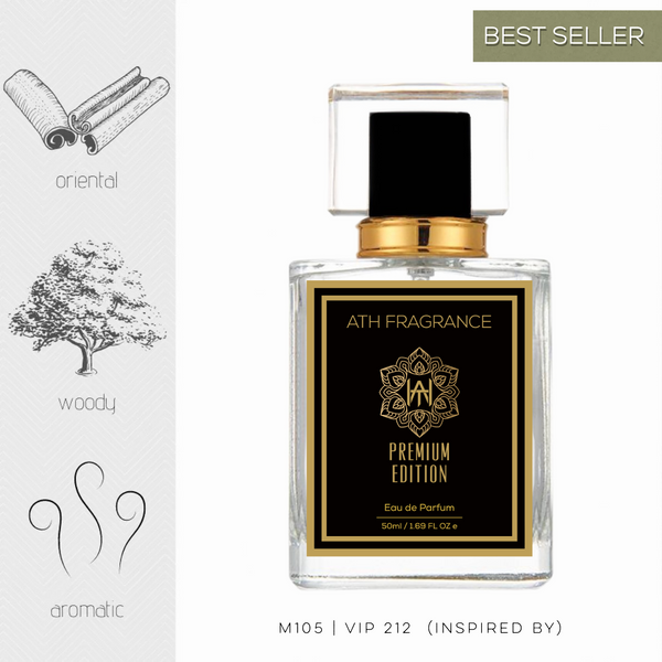 A clear glass bottle of perfume fragrance, inspired by vip212 From ATH FRAGRANCE