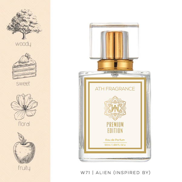 A clear glass bottle of perfume fragrance, inspired by alien From ATH FRAGRANCE