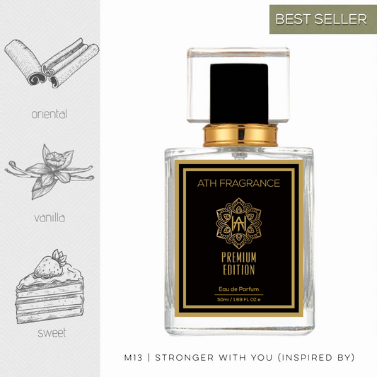 A clear glass bottle of perfume fragrance, inspired by stronger with you From ATH FRAGRANCE 