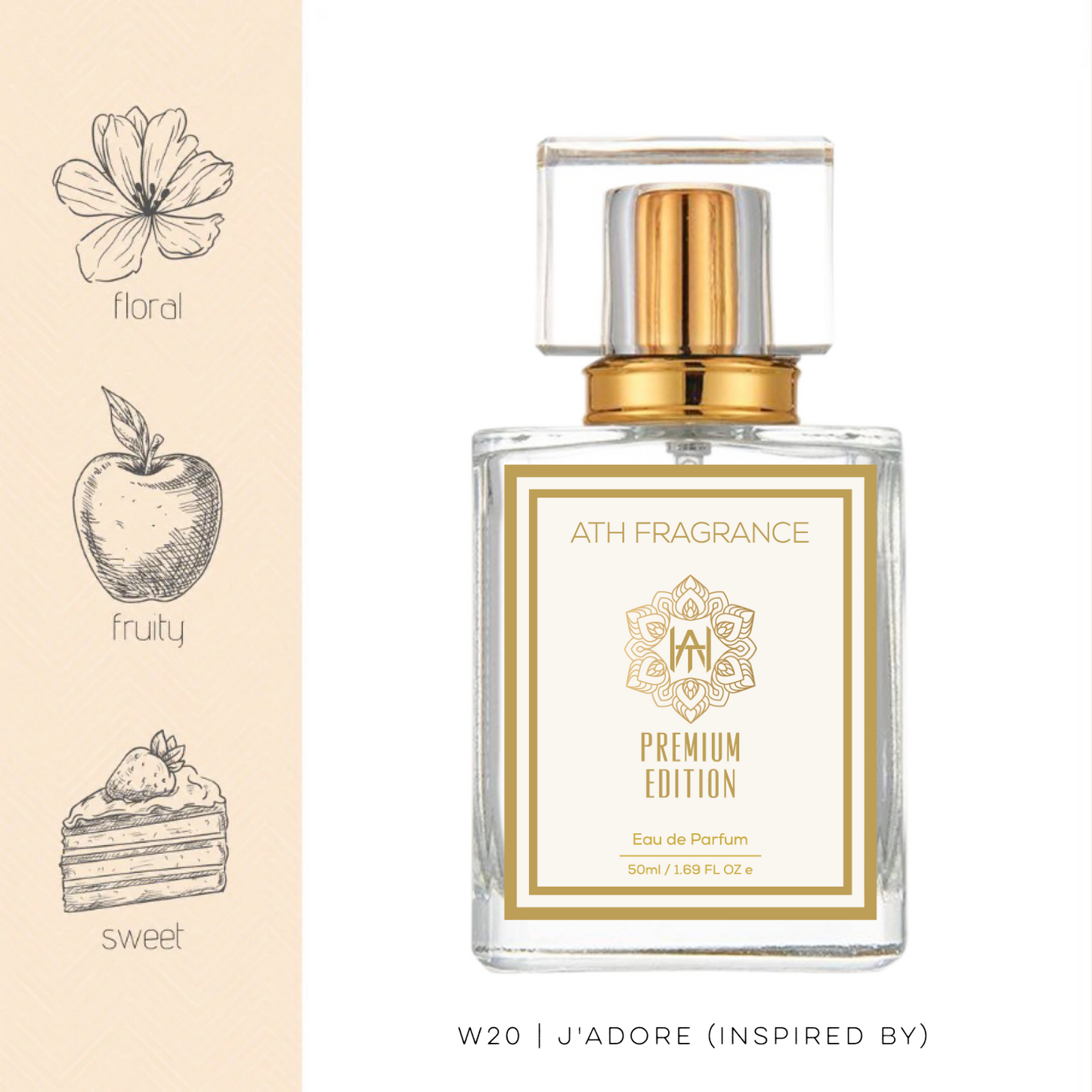 A clear glass bottle of perfume fragrance, inspired by jadore From ATH FRAGRANCE 